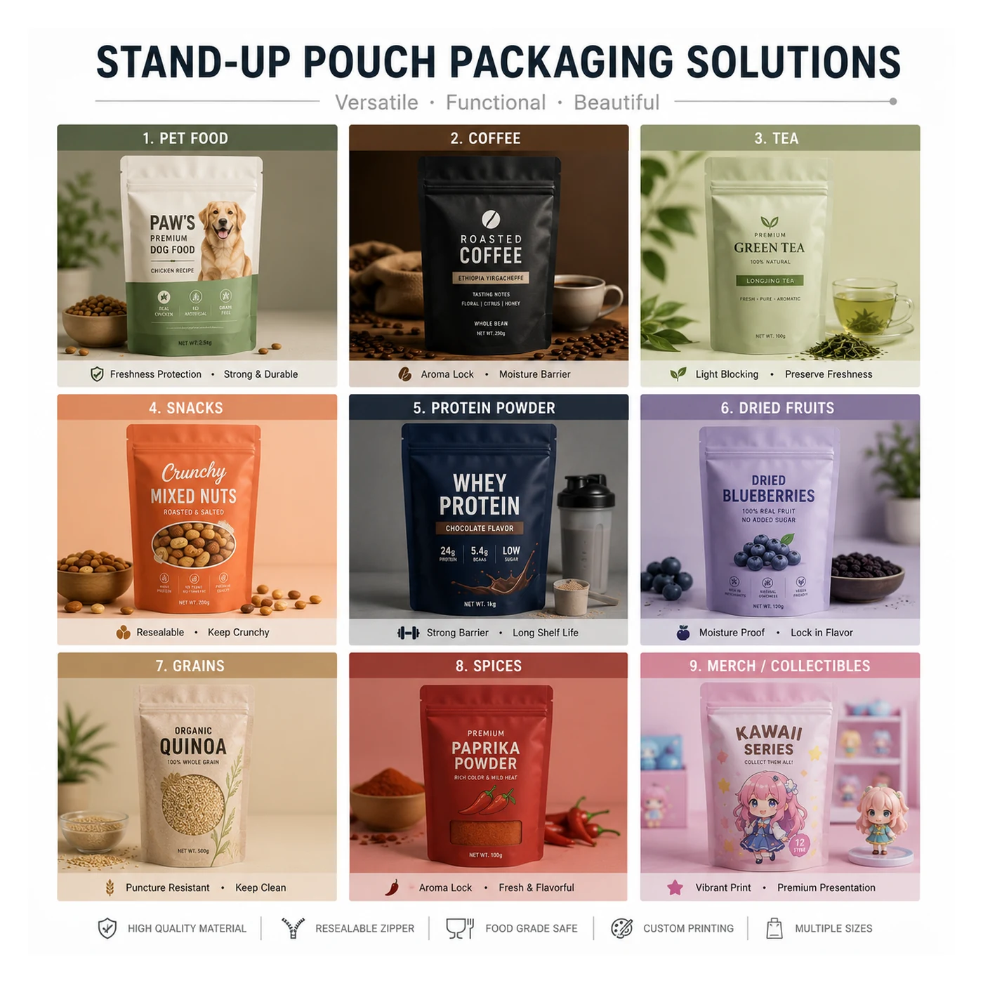 Stand up zipper pouch structure detail